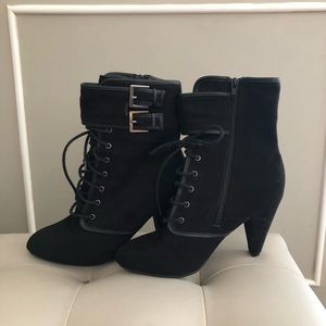 Lace up black booties